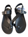 GB Shoe Size 6.5 Black Leather Upper Balance Man Made Solid Toe Loop Sandals Black / 6.5