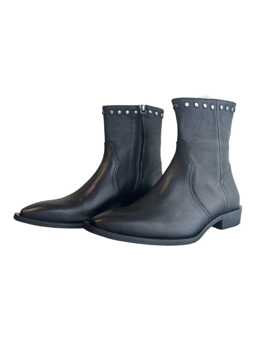 Cordani Shoe Size 38 Black Leather Side Zip Pointed Square Toe Booties Black / 38