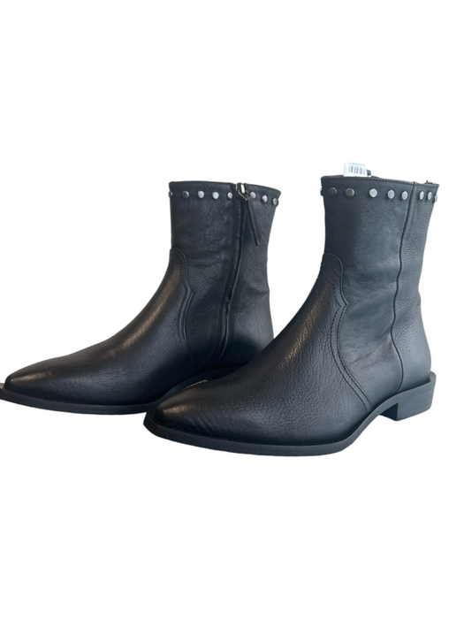Cordani Shoe Size 37 Black Leather Side Zip Pointed Square Toe Booties Black / 37