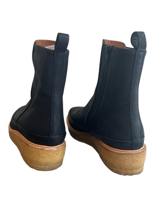 Coclico Shoe Size 37 Black Leather Gum sole Side Zip Rounded Square Toe Booties Black / 37