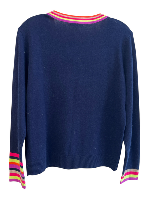 Lisa Todd Size Medium Navy & Multi Wool & Cashmere Long Sleeve Crew Neck Sweater Navy & Multi / Medium