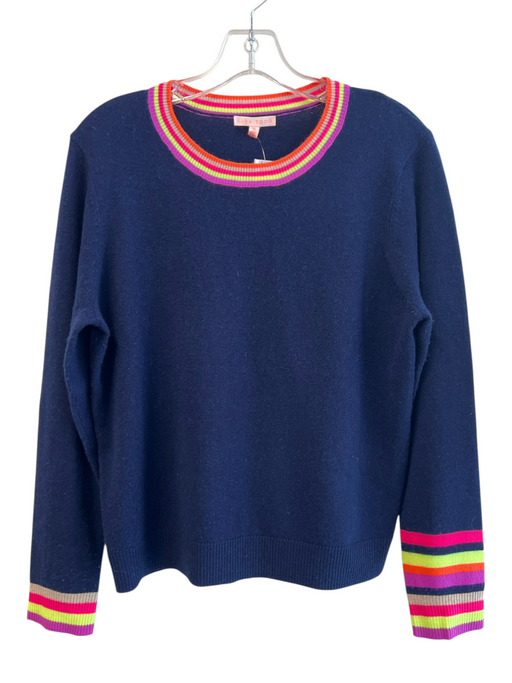 Lisa Todd Size Medium Navy & Multi Wool & Cashmere Long Sleeve Crew Neck Sweater Navy & Multi / Medium