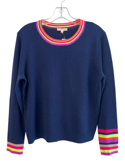Lisa Todd Size Medium Navy & Multi Wool & Cashmere Long Sleeve Crew Neck Sweater Navy & Multi / Medium