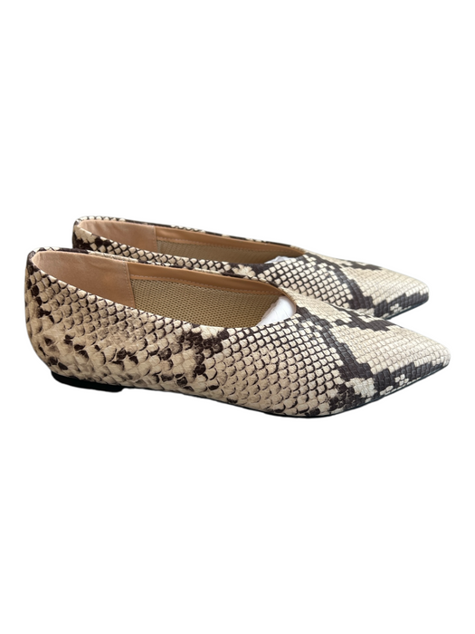 Fowt Shoe Size 7 Beige Manmade Material Pointed Animal Print Flat Shoes Beige / 7