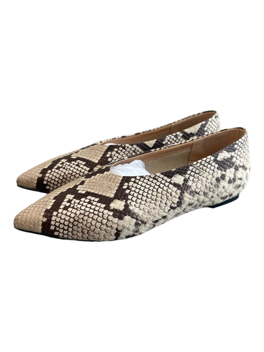 Fowt Shoe Size 7 Beige Manmade Material Pointed Animal Print Flat Shoes Beige / 7