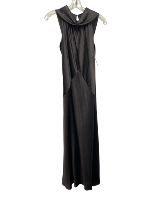 Tom and Linda Platt Size 8 Gunmetal Gray Sleeveless Mock Neck Texture Gown Gunmetal Gray / 8