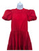 Fabiana Pigna Size XS Red Polyester Blend Short Puff Sleeve Gathered Midi Dress Red / XS