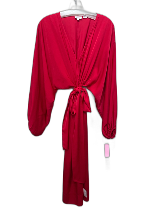 Rhode Size XS Red Polyester Satin Long Balloon Sleeve Hook & Eye Jumpsuit Red / XS