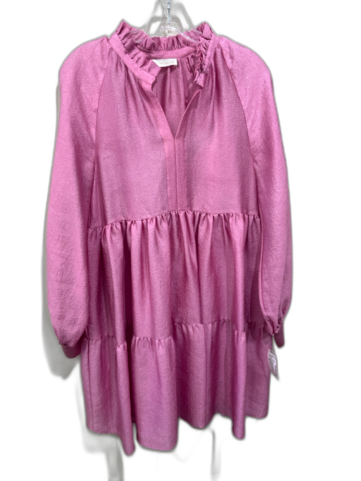 Stine Goya Size XS Pink Polyester Blend Brocade Flowers Split V neck Dress Pink / XS