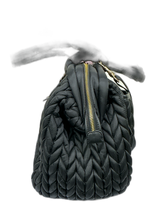 Happ Black Nylon Quilted Herringbone Top Handle Diaper Bag Bag Black / L
