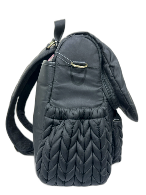 Happ Black Nylon Drawstring Quilted Backpack Bag Black / L