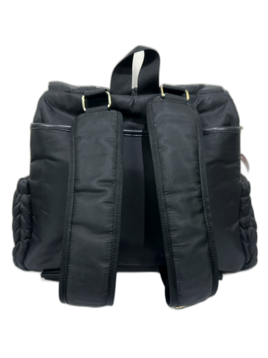 Happ Black Nylon Drawstring Quilted Backpack Bag Black / L