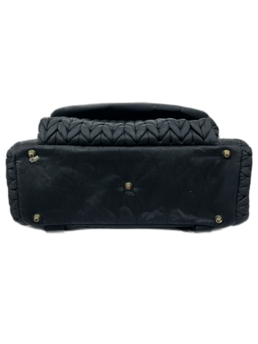 Happ Black Nylon Drawstring Quilted Backpack Bag Black / L