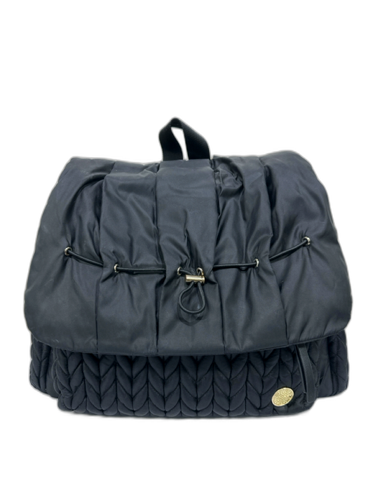 Happ Black Nylon Drawstring Quilted Backpack Bag Black / L