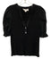 Pomander Place Size M Black Rayon & Spandex Short Puff Sleeve Rib Knit Top Black / M