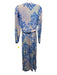 Hale Bob Size Small Blue, Beige, White Viscose Long Sleeve Abstract Print Dress Blue, Beige, White / Small