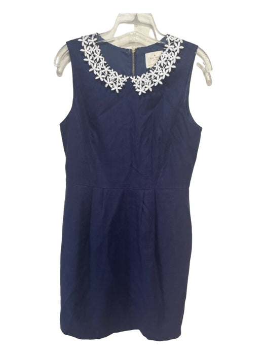 Kate Spade Size 8 Navy & white Linen Blend Floral Lace Collar Sleeveless Dress Navy & white / 8