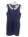 Kate Spade Size 8 Navy & white Linen Blend Floral Lace Collar Sleeveless Dress Navy & white / 8