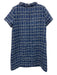 Tuckernuck Size Medium Blue Mix Cotton Blend Boucle Short Sleeve Back Zip Dress Blue Mix / Medium
