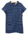 Tuckernuck Size Medium Blue Mix Cotton Blend Boucle Short Sleeve Back Zip Dress Blue Mix / Medium