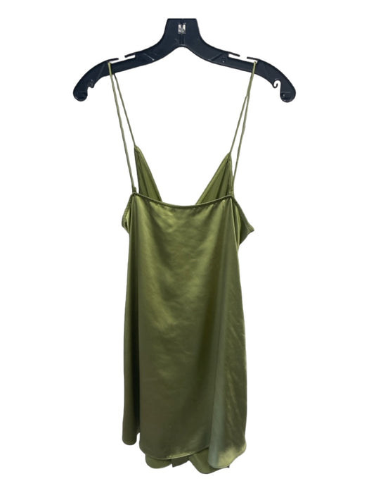 L'Academie Size M Green Polyester Button Front Spaghetti Strap V Neck Dress Green / M