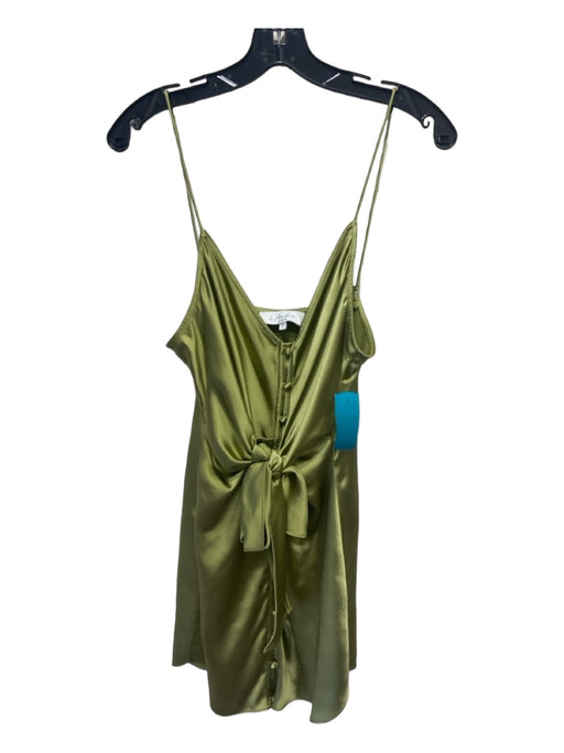 L'Academie Size M Green Polyester Button Front Spaghetti Strap V Neck Dress Green / M