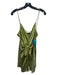 L'Academie Size M Green Polyester Button Front Spaghetti Strap V Neck Dress Green / M