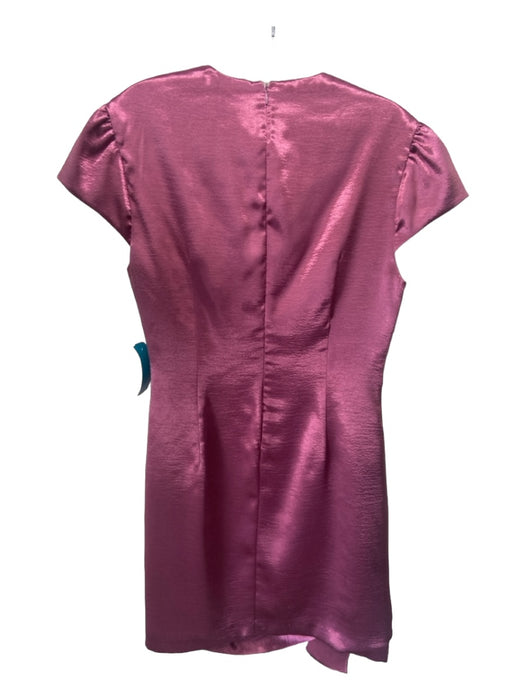 Cinq a Sept Size 8 Mauve Pink Polyester Round Neck Cap Sleeve Rouched Dress Mauve Pink / 8