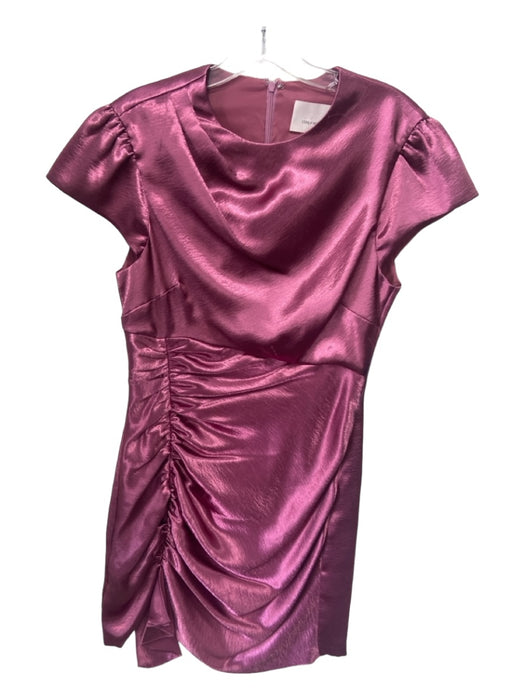 Cinq a Sept Size 8 Mauve Pink Polyester Round Neck Cap Sleeve Rouched Dress Mauve Pink / 8