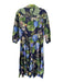 Cara Cara Size L Navy, Green & Purple Cotton Long Sleeve Floral Print Maxi Dress Navy, Green & Purple / L