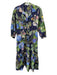 Cara Cara Size L Navy, Green & Purple Cotton Long Sleeve Floral Print Maxi Dress Navy, Green & Purple / L