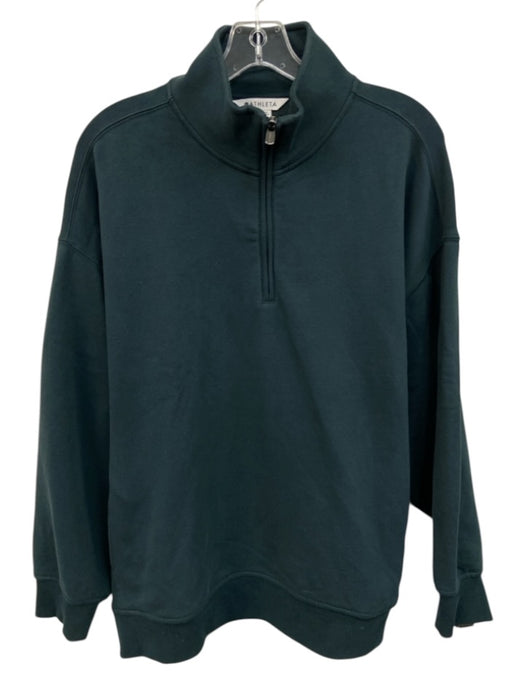 Athleta Size L Dark Gray Cotton & Polyester Quarter Zip Long Sleeve Sweater Dark Gray / L