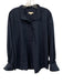 Ann Mashburn Size L Navy Cotton Quarter Button Long Sleeve Top Navy / L