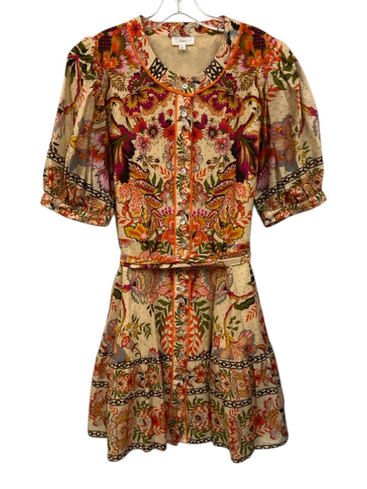 A Loves A Size XL Orange & Multi Cotton Short Sleeve Floral Polka dot Dress Orange & Multi / XL