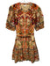 A Loves A Size XL Orange & Multi Cotton Short Sleeve Floral Polka dot Dress Orange & Multi / XL