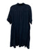 J Mclaughlin Size L Navy Linen Quarter Button Collared Short Sleeve Midi Dress Navy / L