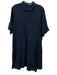 J Mclaughlin Size L Navy Linen Quarter Button Collared Short Sleeve Midi Dress Navy / L