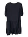 Cinq a Sept Size M Navy Silk Short Sleeve V Neck Knee Length Tiered Dress Navy / M