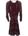 Kopal Size M Maroon Viscose split v Tie Neck Floral Midi Dress Maroon / M