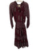 Kopal Size M Maroon Viscose split v Tie Neck Floral Midi Dress Maroon / M