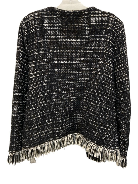 Gerard Darel Size 3/L Black & White Cotton & Polyester Fringe Woven Jacket Black & White / 3/L