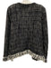Gerard Darel Size 3/L Black & White Cotton & Polyester Fringe Woven Jacket Black & White / 3/L