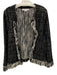 Gerard Darel Size 3/L Black & White Cotton & Polyester Fringe Woven Jacket Black & White / 3/L