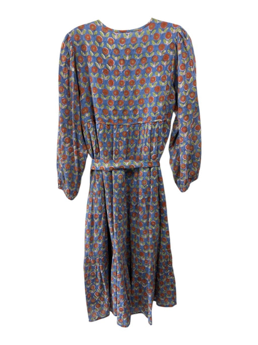 India Collection Emerson Fry Size S Blue, Orange, Multi Cotton Long Sleeve Dress Blue, Orange, Multi / S