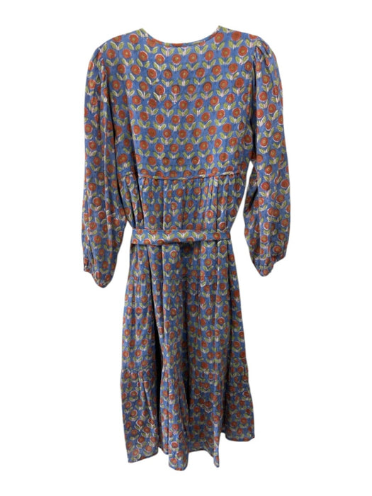 India Collection Emerson Fry Size S Blue, Orange, Multi Cotton Long Sleeve Dress Blue, Orange, Multi / S