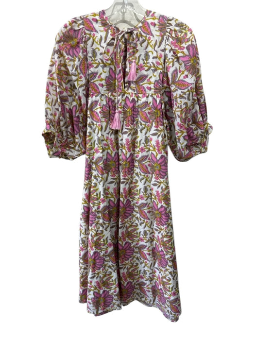 Mille Resort & Travel Size XS White, Pink, Multi Cotton Abstract Floral Dress White, Pink, Multi / XS
