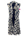 Anthropologie Size XS Navy & white Cotton Sleeveless Floral Front Zip Dress Navy & white / XS