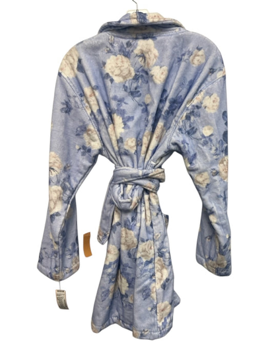 Love Shack Fancy Size XS/S Blue & Cream Cotton Terry Cloth Floral Print Robe Blue & Cream / XS/S