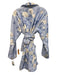 Love Shack Fancy Size XS/S Blue & Cream Cotton Terry Cloth Floral Print Robe Blue & Cream / XS/S