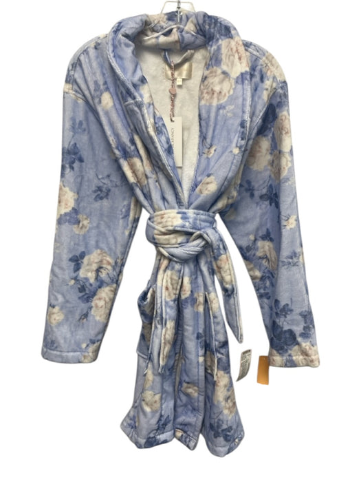 Love Shack Fancy Size XS/S Blue & Cream Cotton Terry Cloth Floral Print Robe Blue & Cream / XS/S